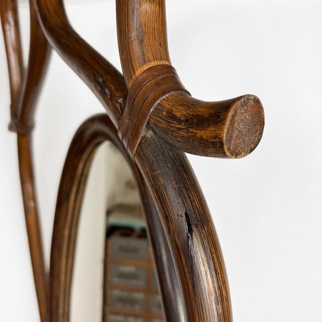 Wood Curved Wooden Psyche Mirror, 1960s For Sale - Image 7 of 15