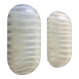 Pair of Modernist Striped Glass Wall Lights/Sconces From Peill & Putzler, Germany 1970s For Sale
