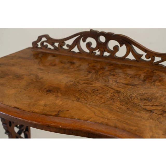 English Victorian Walnut Side Table, Canterbury, 1890s For Sale - Image 4 of 11
