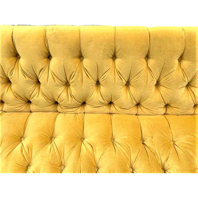 Hollywood Regency HighBack Diamond Button Tufted Yellow Sofa Chairish