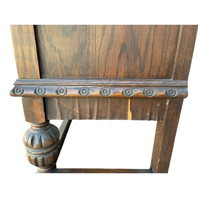 Early 20th Century Jacobean Revival Carved Oak Court Cupboard Cabinet For Sale - Image 9 of 9