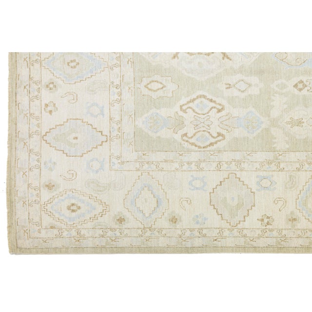 Sky Blue Contemporary Transitional Oushak Style Area Rug - Neutral Pastel Turkish Design For Sale - Image 8 of 11