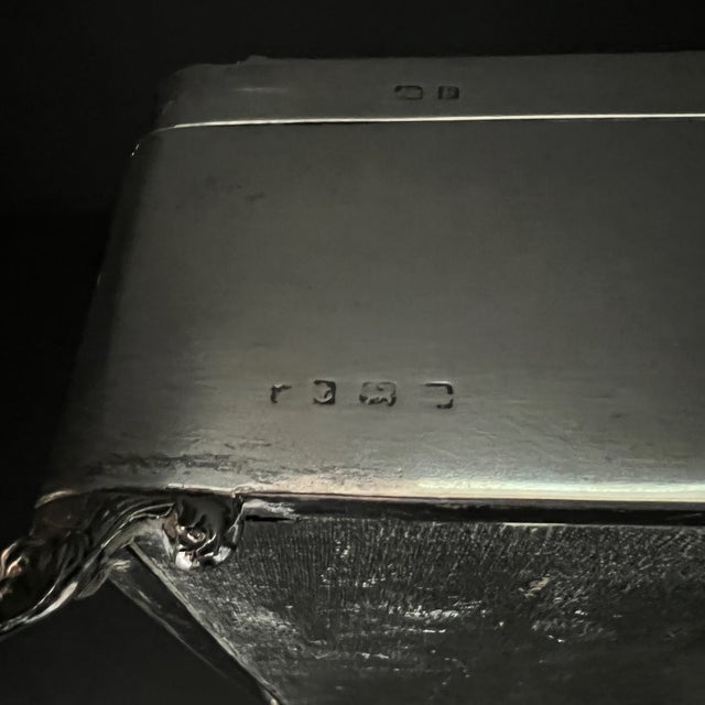 Antique British Solid Silver, Cedar Lined ,Hinged Top Cigarette Box For Sale - Image 14 of 16