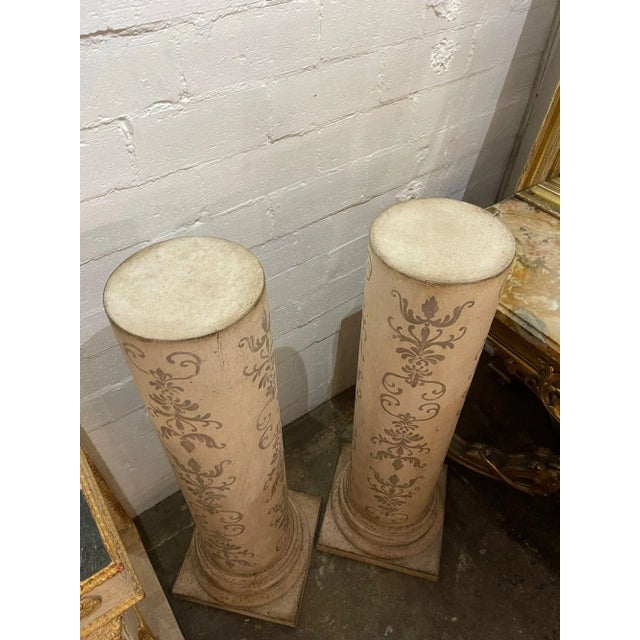 Mid 20th Century Italian Painted Wood Pedestals - a Pair For Sale In Dallas - Image 6 of 8
