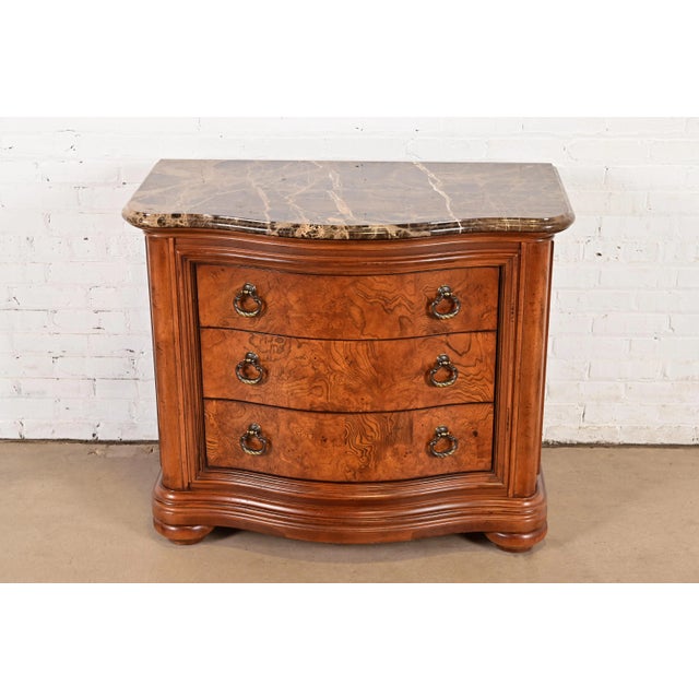 A beautiful French Empire or Louis Philippe style three-drawer dresser, commode, or chest of drawers By Thomasville USA,...
