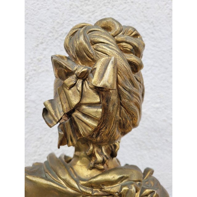 A Carrier, Bust of a Woman, 19th Century, Bronze on Marble For Sale - Image 12 of 18
