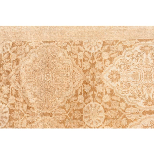 Beige Fine Antique Indian Amritsar Handmade Wool Rug For Sale - Image 8 of 12