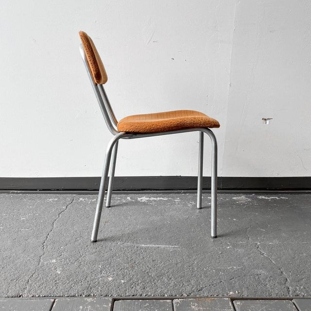 Mid-Century Aluminium Chair with Orange Fabric For Sale - Image 9 of 18