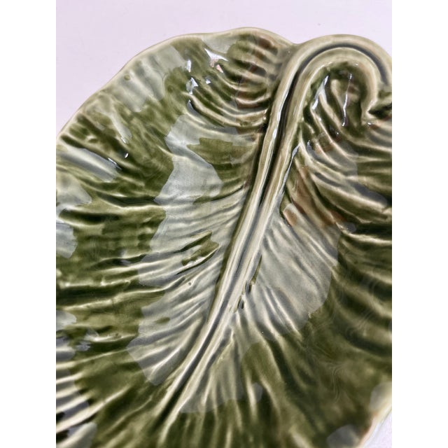 Figurative Vintage Olfaire Majolica Cabbage Leaf Bowl For Sale - Image 3 of 6