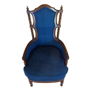 Mid 19th Century English Spindle Denim Chair For Sale