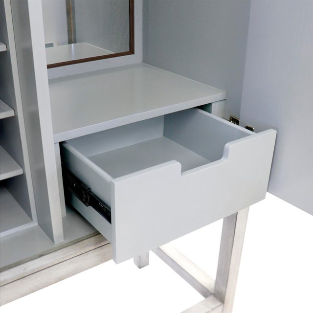 Pasargad Home Oliver Bar Cabinet With Shelves, Drawer and Mirror For Sale - Image 10 of 13