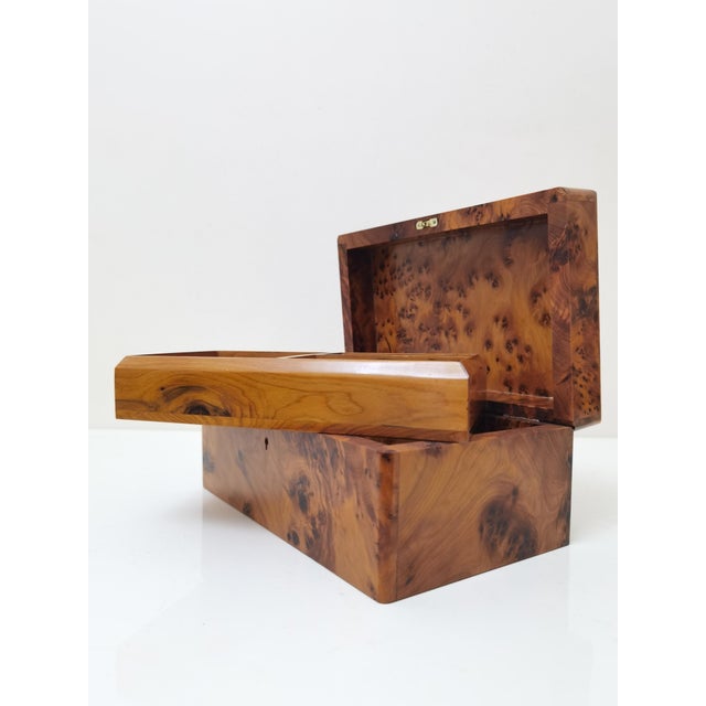 Wood Orangish Burl Wood Keepsake Office Box For Sale - Image 7 of 13
