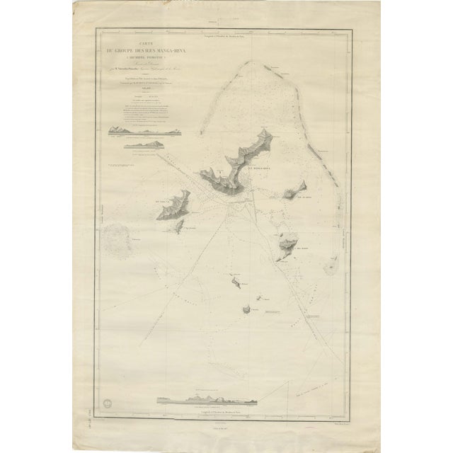 Large Chart of the Gambier Islands, 1838 For Sale
