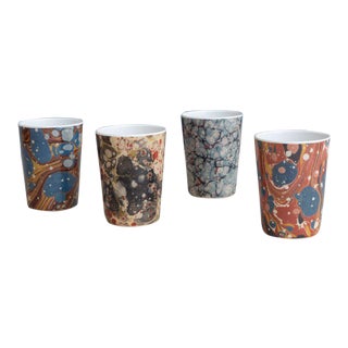Siren Song Library Marble Melamine Tumblers - Set of 4 For Sale