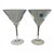 Pair of Vintage Mikasa Cheers- Etched Glass Vertical Martini Glasses Modernist Barware For Sale