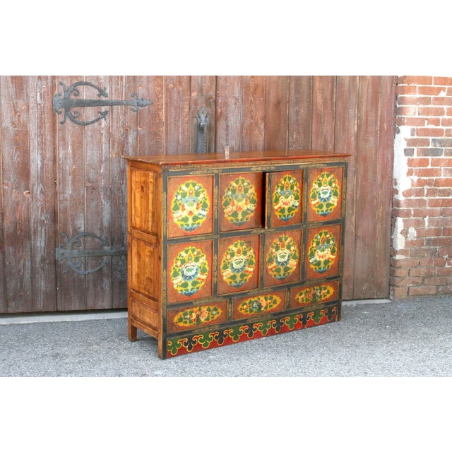 Yellow Early 19th Century Tibetan Cabinet For Sale - Image 8 of 11