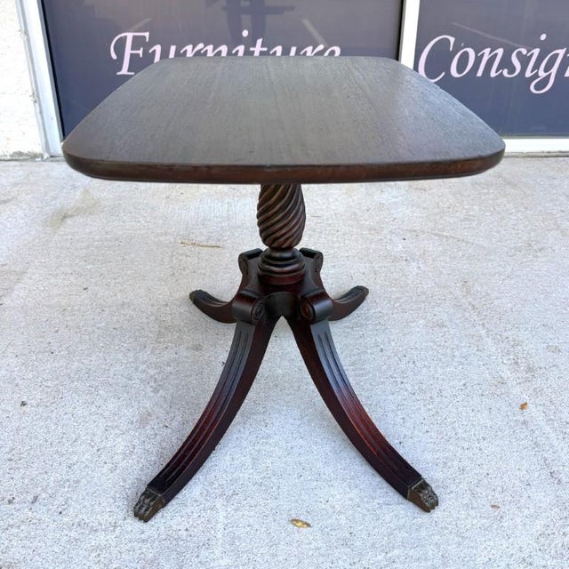 Brown Vintage Brandt Accent Table With Twisted Pedestal Base & Claw Feet For Sale - Image 8 of 12