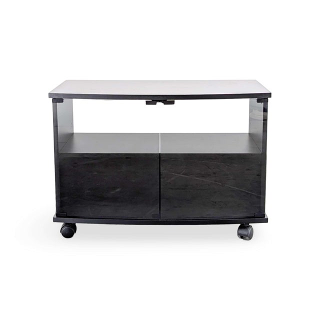 Black Vintage Black TV Lowboard on Wheels For Sale - Image 8 of 8