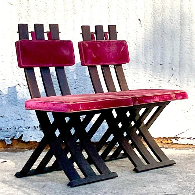 Cerise Vintage Mid-Century Modern Harvey Probber for Lord and Taylor Moorish Chairs - Set of 2 For Sale - Image 8 of 8
