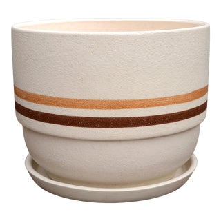 Large Retro Modernist 15" Diameter Pacific Pottery Product Striped Planter For Sale