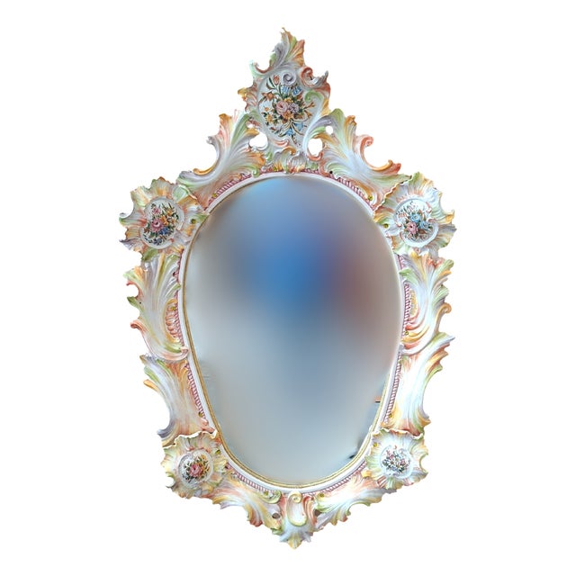 Art Mirror in Polychrome Ceramic by Maria Pegoraro for Riccardo Capuzzo Bassano, 1950 For Sale