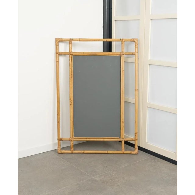 Midcentury Bamboo and Rattan Rectangular Wall Mirror, 1970s For Sale - Image 10 of 11
