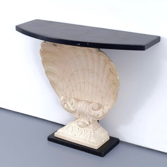 Grosfeld House Grosfeld House Shell Console Table, Plaster & Wood, Hollywood Regency For Sale - Image 4 of 8