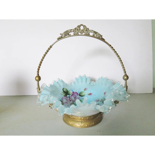 Late 19th Century Victorian Enameled Glass Bride's Basket For Sale In Philadelphia - Image 6 of 6