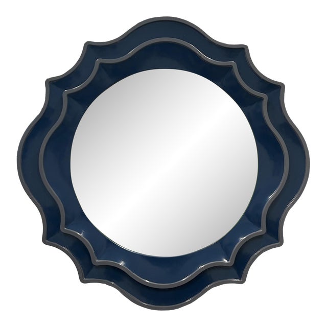 Ethan Round Scalloped Mirror Navy For Sale
