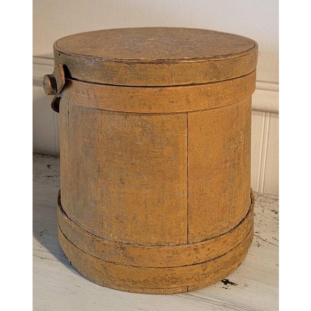 Wood Mid 19th Century Original Mustard Painted Firkin For Sale - Image 7 of 7