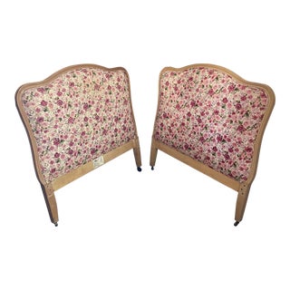 1980s Upholstered Twin Wood Frame Headboards - a Pair For Sale