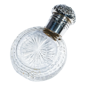 Beautiful Miniature Antique Scent Perfume Bottle Flask Crystal Sterling Silver Unger Brothers Victorian