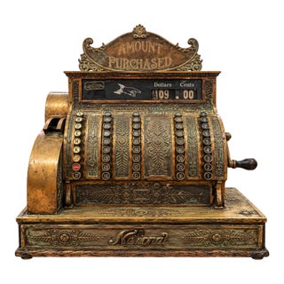 Antique National Cash Register Brass Embossed Cash Register (Model 400 Series) For Sale