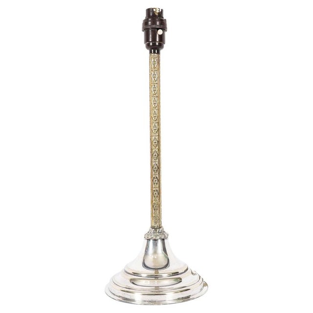 Antique Silver Plated Parcel Gilt Table Lamp by Mappin & Webbs For Sale - Image 13 of 13