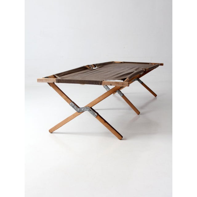 Olive Vintage Byer Folding Campaign Style Camp Cot For Sale - Image 8 of 18