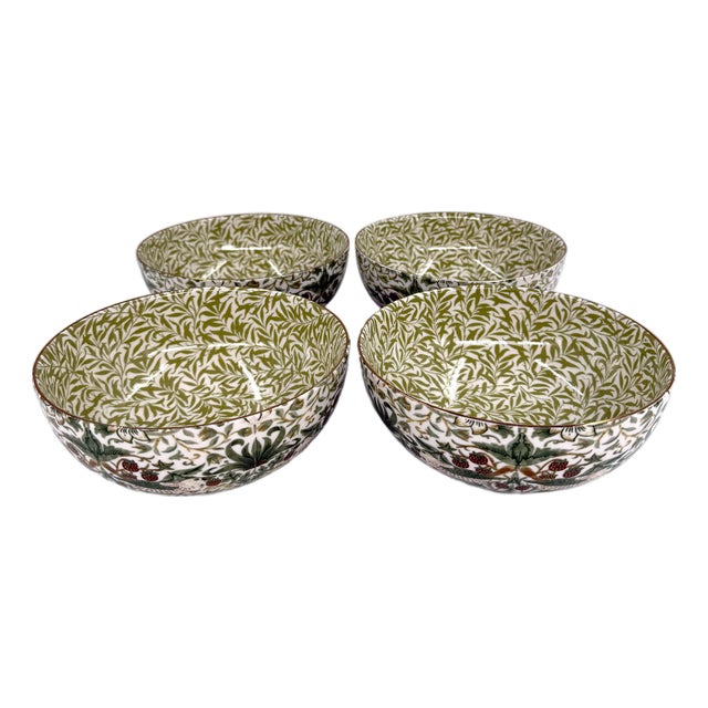 Morris & Co. Strawberry Thief Porcelain Cereal Bowl - Set of 4 For Sale