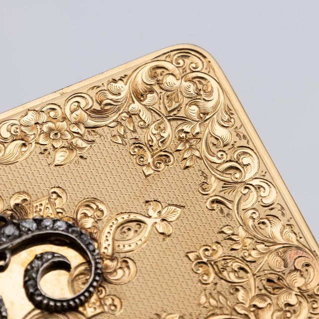 Antique 19th Century German 18k Gold & Diamond Snuff Box, Hanau, 1840s For Sale - Image 12 of 18