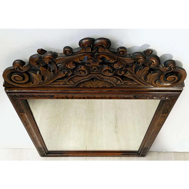 English Rectangular Mirror in Carved Frame of Walnut (H 33 3/8 X W 21) For Sale - Image 4 of 13
