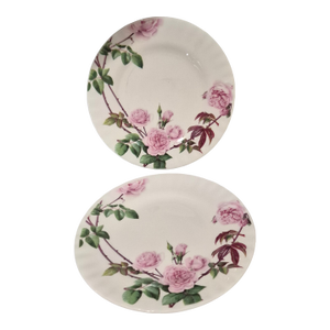 Vintage Pair Romantic Pink English Rose Bone China David Austin Dessert Dishes