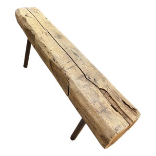 Reclaimed Timber Beam Bench – Primitive Rustic Lodge Style (68″) For Sale