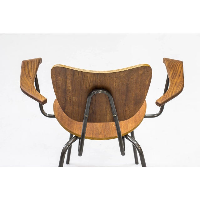Mid-Century Modern Mid-Century Swedish Tubular Steel and Teak Armchair For Sale - Image 3 of 16