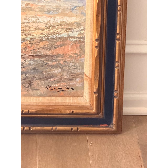 Vintage Signed Impressionist Landscape Oil Painting With Figures in Gilt Wood Frame For Sale - Image 15 of 16