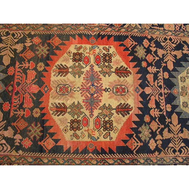 Tribal 1880s Blue Navy Geometric Tribal Antique Persian Farahan Rug 4'2" X 6'3" Handknotted Wool Carpet For Sale - Image 3 of 6