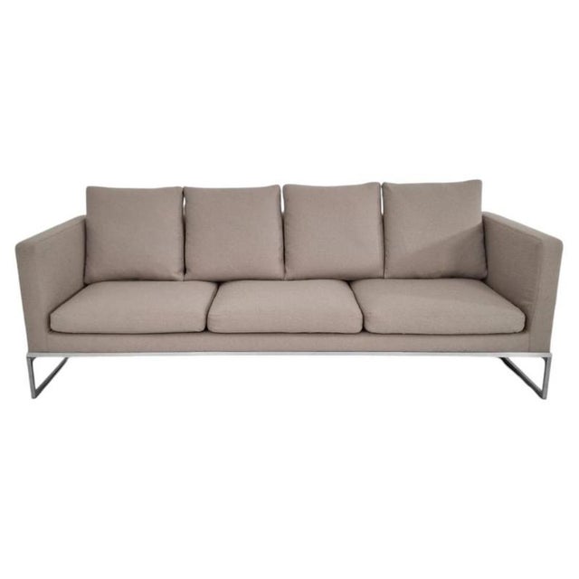 Textile Tight Sofa in Stone Bouclé Upholstery by Antonio Citterio for B&B Italia For Sale - Image 7 of 7