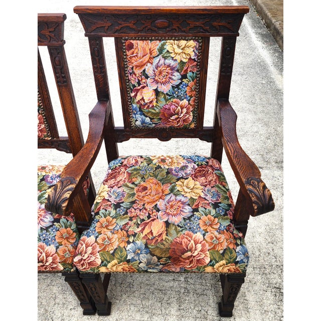 English Antique English Oak Dining Chairs 1800s Set of 6 For Sale - Image 3 of 16