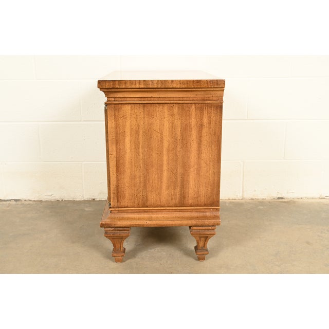 Karges Style French Regency Louis XVI Carved Fruitwood Bedside Chest or Nightstand, Circa 1960s For Sale - Image 10 of 13