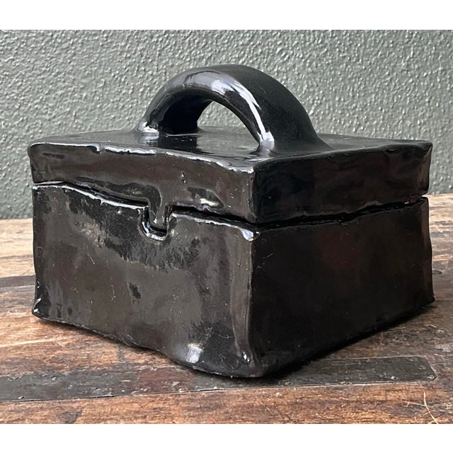 Vintage Original Slab Built Studio Pottery Lidded Box For Sale - Image 10 of 12