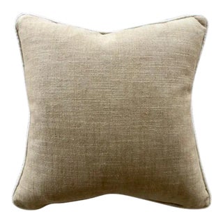Contemporary Custom Solid Natural Linen Throw Pillow For Sale