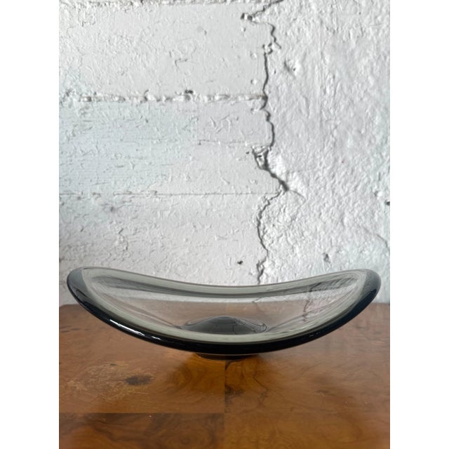 Mid-Century Modern Vintage Per Lutkin for Holmegaard Signed Clear Glass Dish Bowl For Sale - Image 3 of 12
