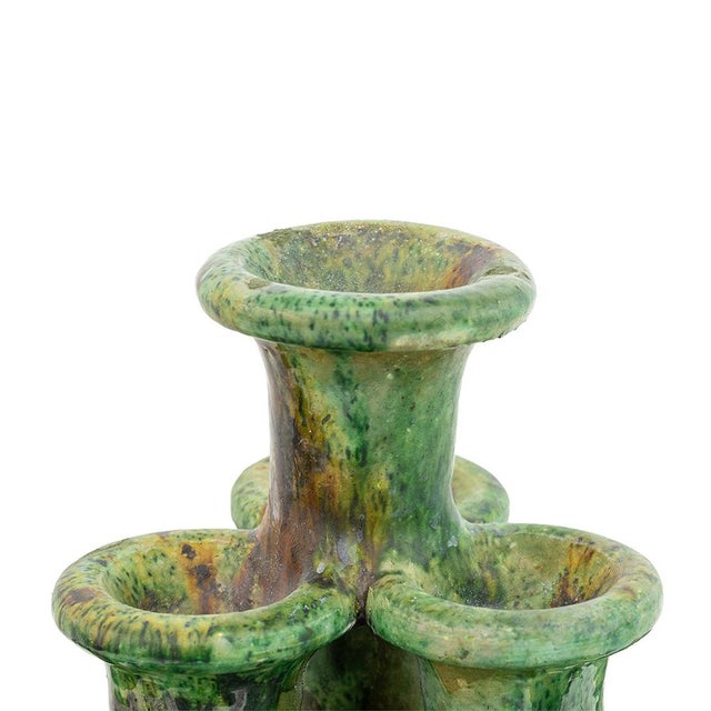 2020s Handcrafted Tamegroute Green Glazed Multi-Spout Ceramic Sculpture For Sale - Image 5 of 6
